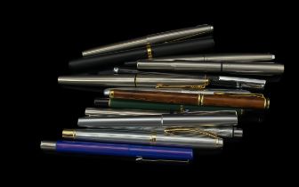 A Vintage Collection of Fountain Pens ( 16 ) In Total. Various Makers, Includes Yves St Laurent,