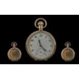 Record ' Dreadnought ' 15 Jewel Stem Winding Gold Filled Open Faced Pocket Watch. c.1920's. Features