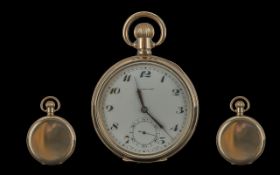 Record ' Dreadnought ' 15 Jewel Stem Winding Gold Filled Open Faced Pocket Watch. c.1920's. Features