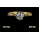 Ladies 18ct Gold Single Stone Diamond Set Ring, marked 18ct to shank, the round, faceted,