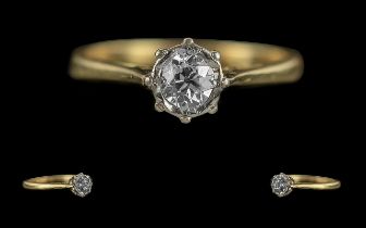 Ladies 18ct Gold Single Stone Diamond Set Ring, marked 18ct to shank, the round, faceted,