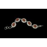 Silver Bracelet Set with Five Amber Stones, marked 925.