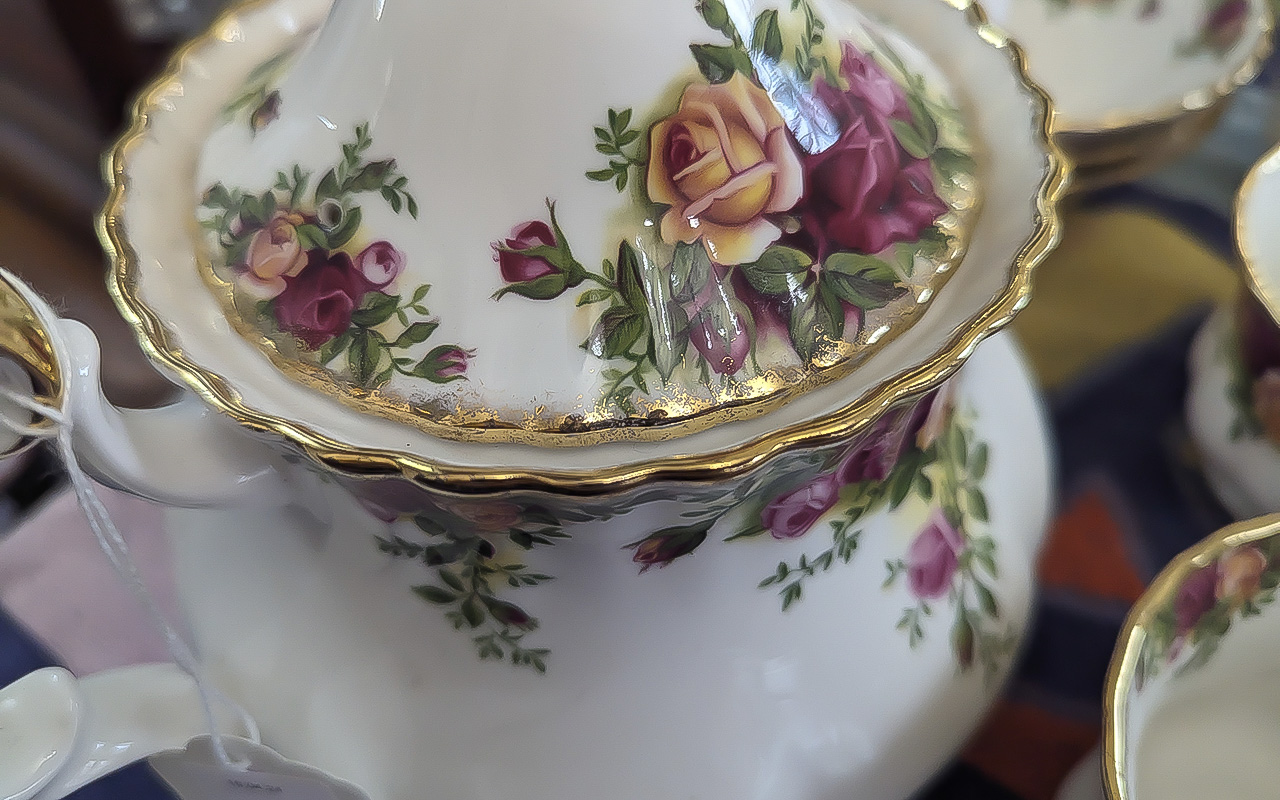 Royal Albert 'Old Country Roses' Tea/Dinner Service, comprising tea pot, milk jug, sugar bowl, ten - Image 4 of 4