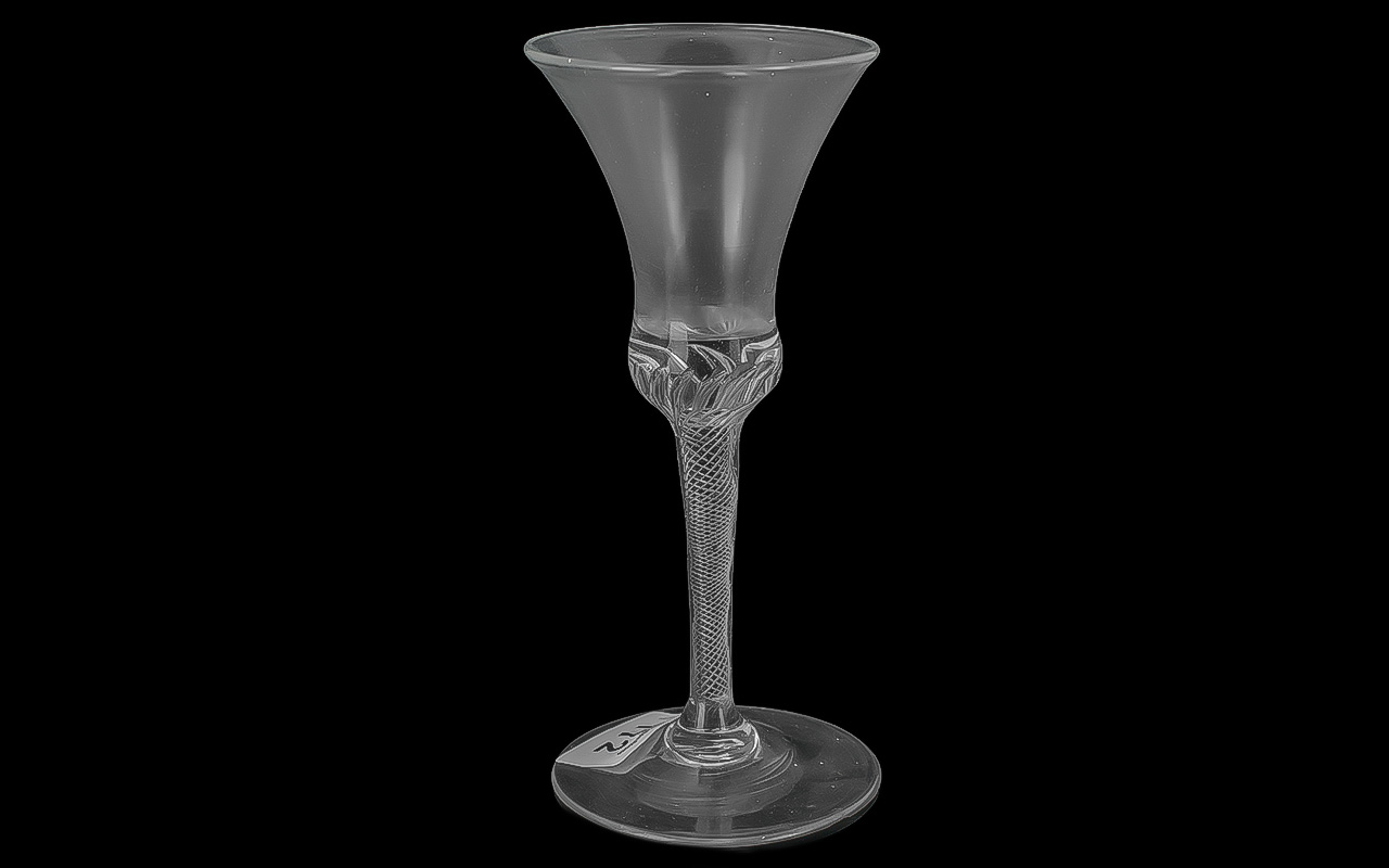 Georgian Wine Glass, bell bowl with multiple spiral stem, 7'' high.