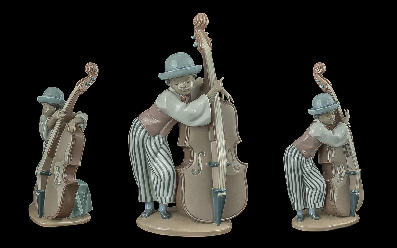 Lladro Hand Painted Porcelain Figure ' Jazz Base ' Model No 5834. Designer Rafael Lozano. Issued