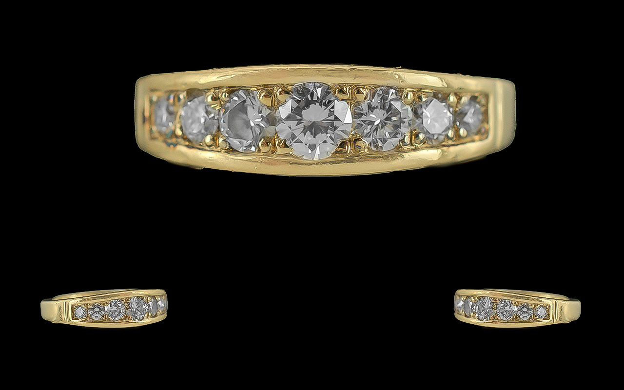 18ct Gold Fine Quality Diamond Set Dress Ring - Full Hallmark To Interior of Shank.