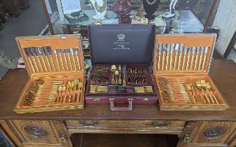Two Canteens and a Case of Gold Plated Canteen of Cutlery, made in Germany.