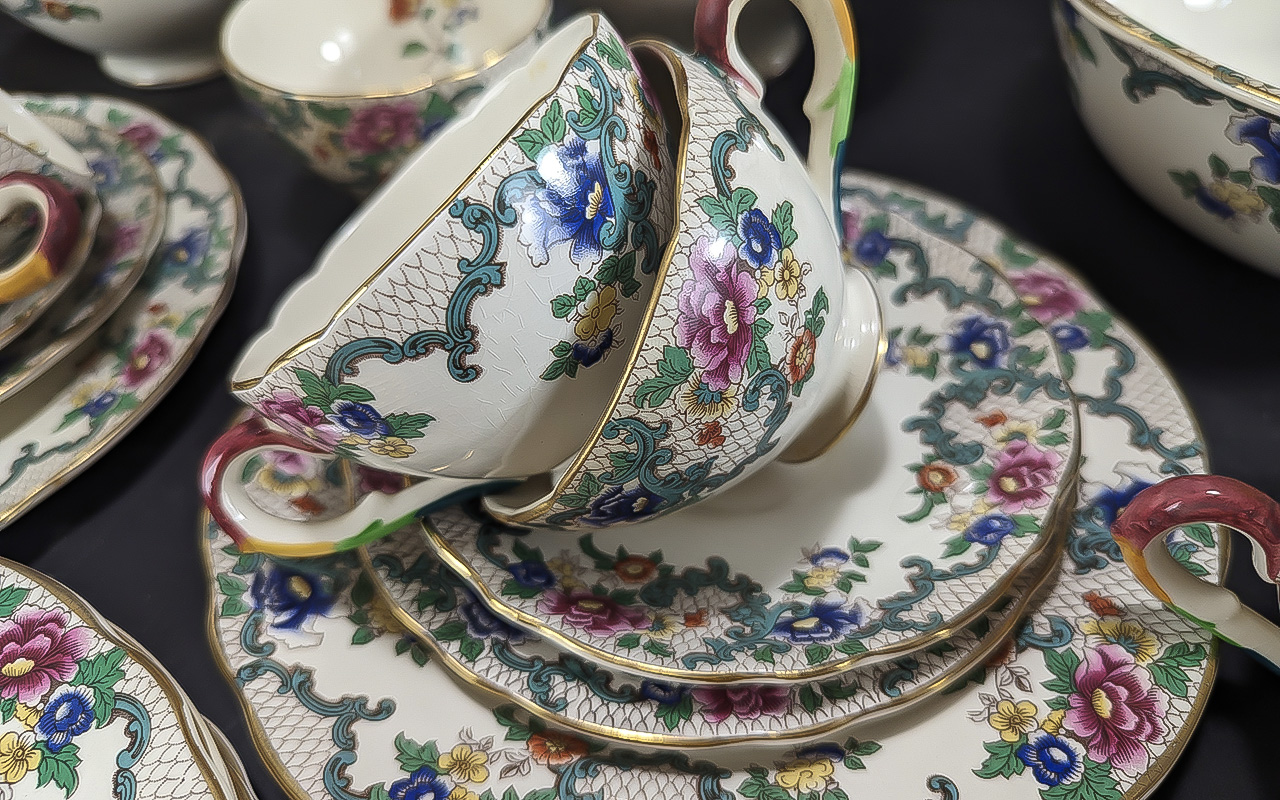 Royal Cauldon 'Victoria' Tea Set, comprising tea pot, milk jug, sugar bowl, seven cups and - Image 3 of 4