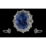 18ct Gold Pleasing Quality Ladies Blue Sapphire and Diamond Set Cluster Ring. Full Hallmark to