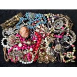 Box of Quality Costume Jewellery, comprising chains, beads, brooches, pendants, bracelets,