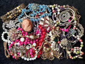 Box of Quality Costume Jewellery, comprising chains, beads, brooches, pendants, bracelets,