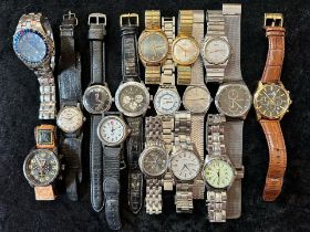 Collection of Gentlemen's Wristwatches, leather and bracelet straps, comprising Bering, Hamilton,