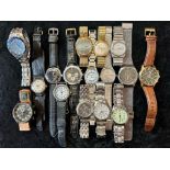 Collection of Gentlemen's Wristwatches, leather and bracelet straps, comprising Bering, Hamilton,