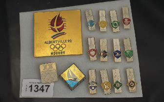 A Group of 15 Original 1972, 1980 & 1992 Olympic Games Pins.