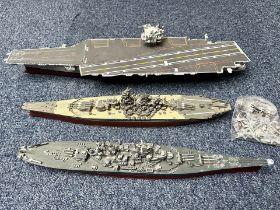 Three Model Battleships, comprising a model Yamato, model Arizona and an aircraft carrier with