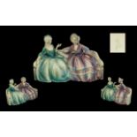 Hertwig and Co Katzhutte Hand Painted Large Porcelain Figure ; Two Ladies Sitting on a Sofa ' Issued