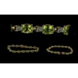 Ladies Pleasing 9ct Gold Peridot & Diamond Set Bracelet - Marked 9ct (375) The Well Matched