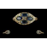 Antique Period - Pleasing Ladies 18ct Gold Sapphire and Diamond Set Ring. c.1890's. Marked 18ct to