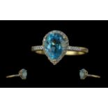 Ladies - Excellent Quality 18ct Gold Aquamarine and Diamond Set Ring, Marked 18ct Gold to Shank,