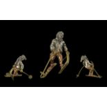 Vittorio Angini Italian Patinated Bronze & Silver Figure of a realistically modelled figure of a