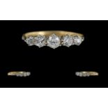 Antique Period Ladies 18ct Gold 5 Stone Diamond Set Ring - Marked 18ct To Shank. The 5 Graduated Old