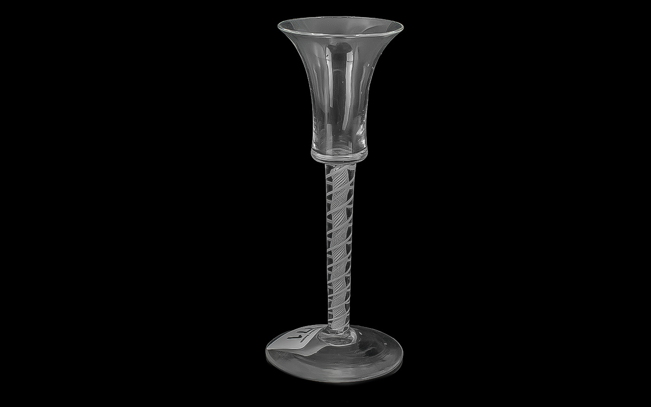 Georgian Wine Glass, spiral outer white twist stem, 6'' high.