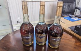 Three Bottles of Martell Cognac, 70cl, 40% vol.