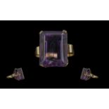 Ladies Pleasing 9ct Gold Single Stone Amethyst Set Ring marked 9ct to interior of shank the large