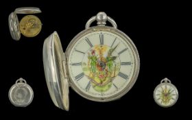 Victorian Period 1837 - 1901 Sterling Silver Key-wind Fusee Novelty Open Faced Pocket Watch, Maker