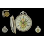 Victorian Period 1837 - 1901 Sterling Silver Key-wind Fusee Novelty Open Faced Pocket Watch, Maker