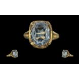 Ladies 18ct Gold Pleasing Quality Single Stone Aquamarine Set Dress Ring - Marked 18ct (750) To