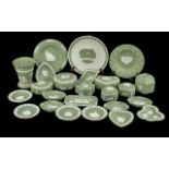 Collection of Wedgwood Green Jasperware Items, comprising trinket boxes, vases, pin dishes, wall