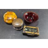 Collection of ( 4 ) Small Trinket Boxes / Jars. Various Shapes and Colours, Interesting Lot.