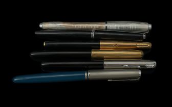 A Good Collection Of Vintage Parker Fountain Pens - 6 In Total. (1) Parker 51 (2) Parker 51 (3)