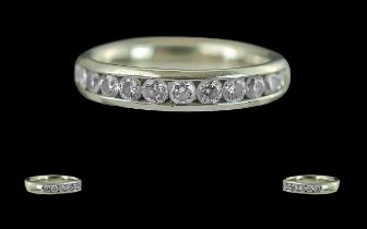 Platinum Ladies Diamond Set Half Eternity Ring - Channel Set. 950 Marked Ton Interior Of Shank.