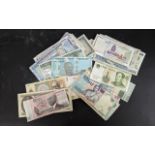 A Group of Assorted World Banknotes. To include Indonesia, India, Argentina, Vietnam, Barbardos,