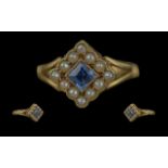 Victorian Period Attractive and Superb Quality Petite Ladies Sapphire and Pearl Set Ring,