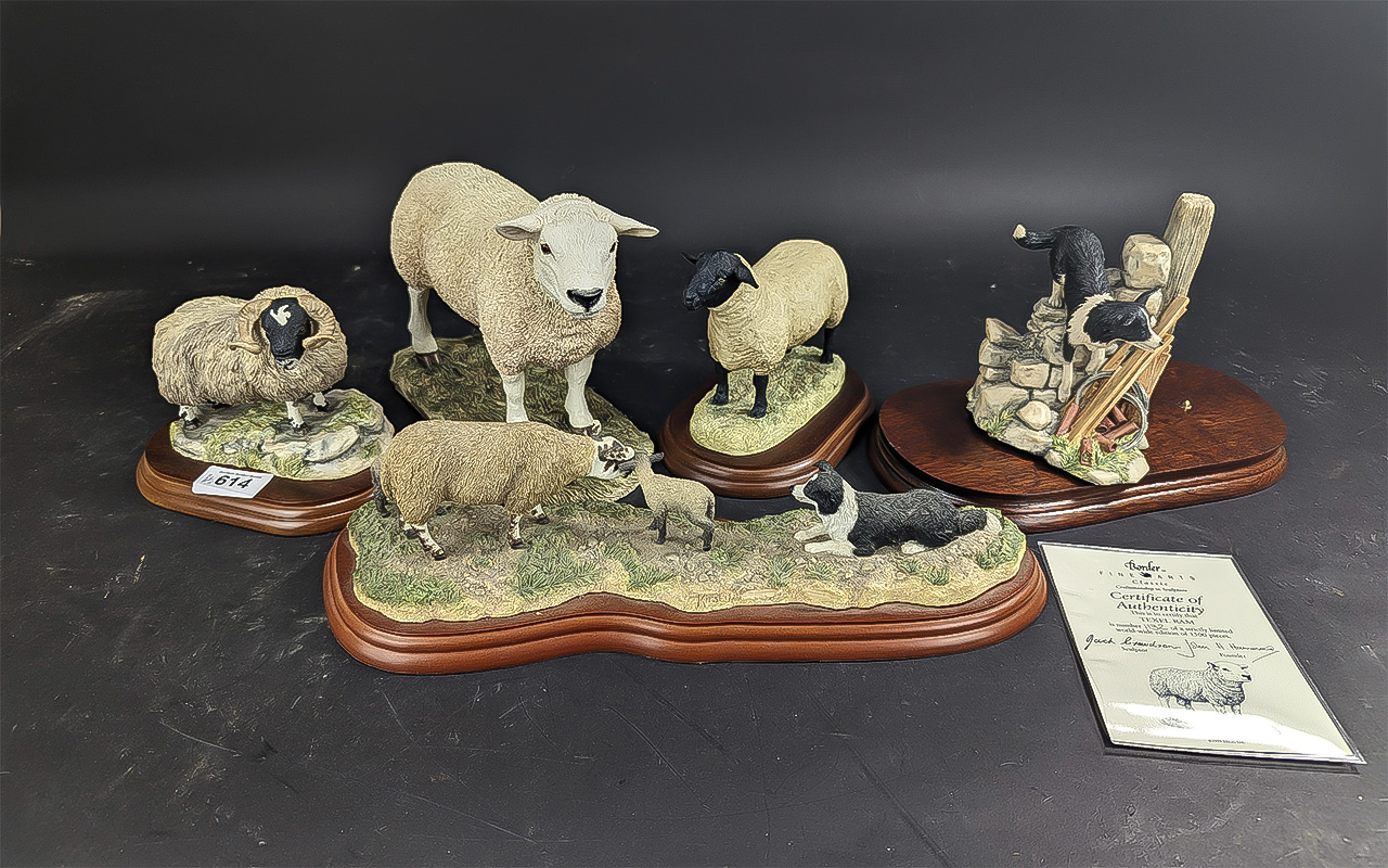 Collection Of Border Fine Arts - To Include Ram, Large Sheep, Sheep Dog & Sheep with Sheepdog (5
