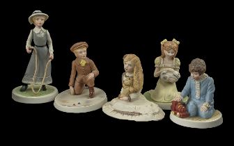 Collection of Wedgwood Figures, Childhood Memories including 'Girl Skipping', 'Boy with Train', '