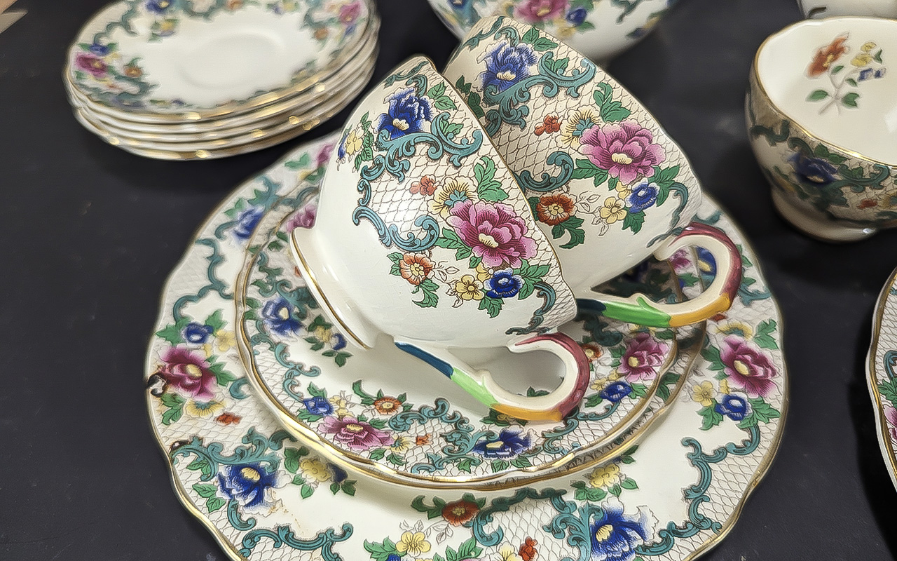 Royal Cauldon 'Victoria' Tea Set, comprising tea pot, milk jug, sugar bowl, seven cups and - Image 4 of 4
