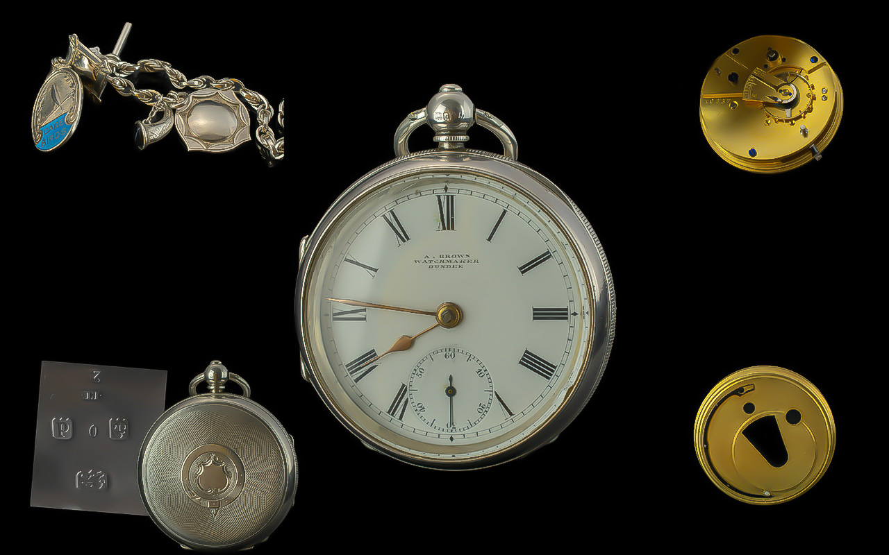 Edwardian Period 1901 - 1910 Heavy Sterling Silver Key Winding Open Faced Pocket Watch.