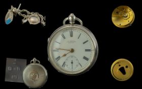 Edwardian Period 1901 - 1910 Heavy Sterling Silver Key Winding Open Faced Pocket Watch.