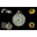 Edwardian Period 1901 - 1910 Heavy Sterling Silver Key Winding Open Faced Pocket Watch.