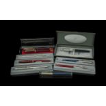 A Collection of Parker Vintage Pens (8) in total. To include a pen set, silver toned pens and a