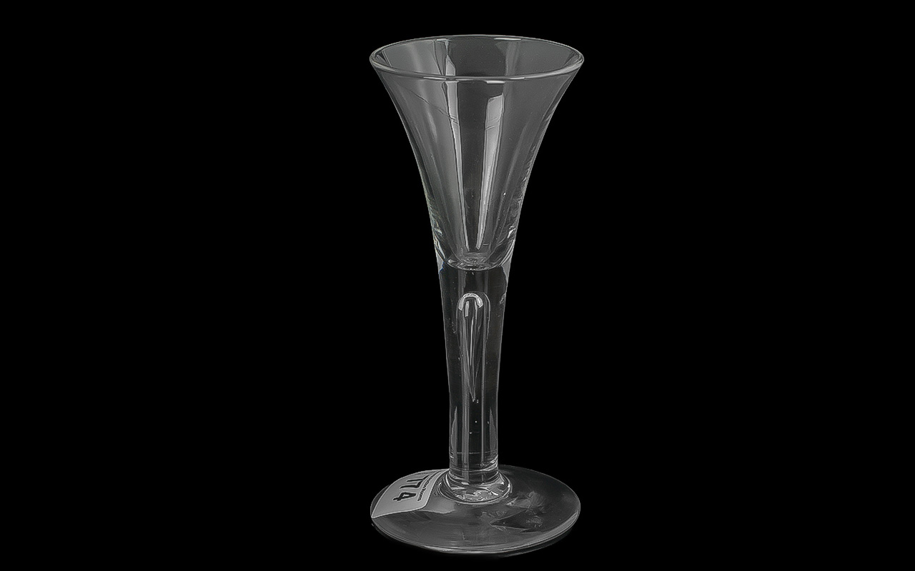 Georgian Wine Glass, drawn trumpet bowl, tear drop stem. Height 6.5''.