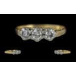 18ct Gold 3 Stone Diamond Set Ring of Pleasing Proportions. Marked 18ct to Interior of Shank. The