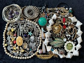 Collection of Vintage Costume Jewellery, comprising beads, earrings, necklaces, brooches, bracelets,