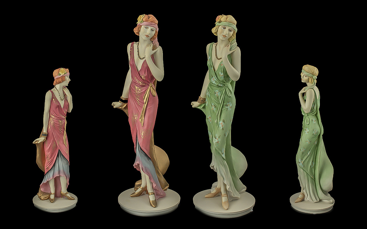 Royal Doulton Pair of Hand Painted 1930's Classique Figures, Modelled by Timothy Potts. Comprises 1/