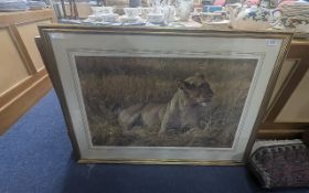 Large David Shepherd Signed Limited Edition Print 'Lioness at Serengeti', pencil signed to margin,