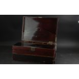 20th Century Oriental Lacquered Stationery Box, hinged lid with fold over velvet writing slope,